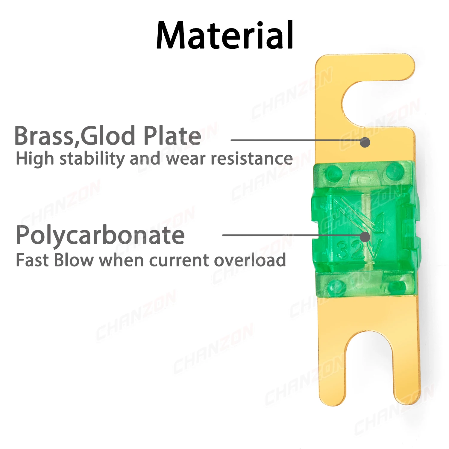 Fusible de perno Mini AFS ANL chapado en oro, 30, 40, 50, 60, 70, 80, 100, 125, 150 Amp A, 5V, 12V, 24V, 32V, Audio automático para coche, 5 uds. - imagen 2