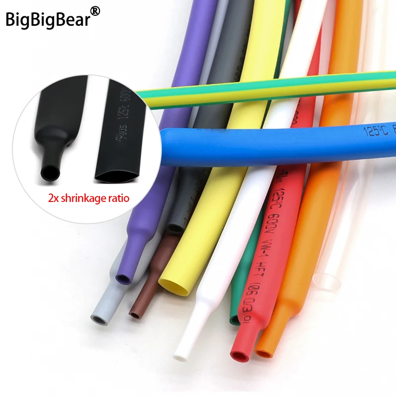 Protector de Cable de Tubo termorretráctil, 1m, 2:1, diámetro de envoltura 1/2/3/4/5/6/8/10/20/30/50mm, manguito de Cable, manguito de Tubo termorretráctil