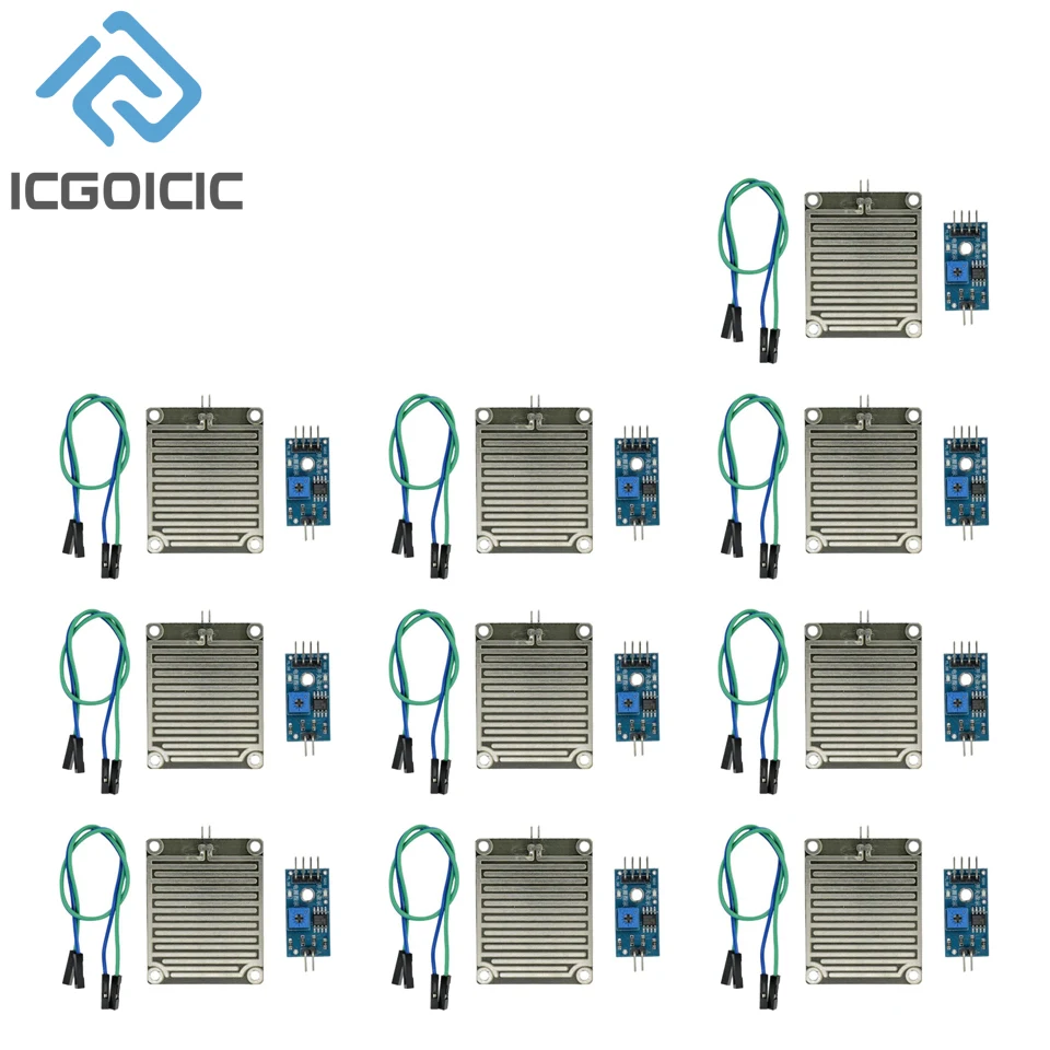 Módulo Sensor de detección sensible de gotas de lluvia, 1/5/10 Uds., 3,3-5V, humedad meteorológica para arduino, Kit Diy - imagen 3