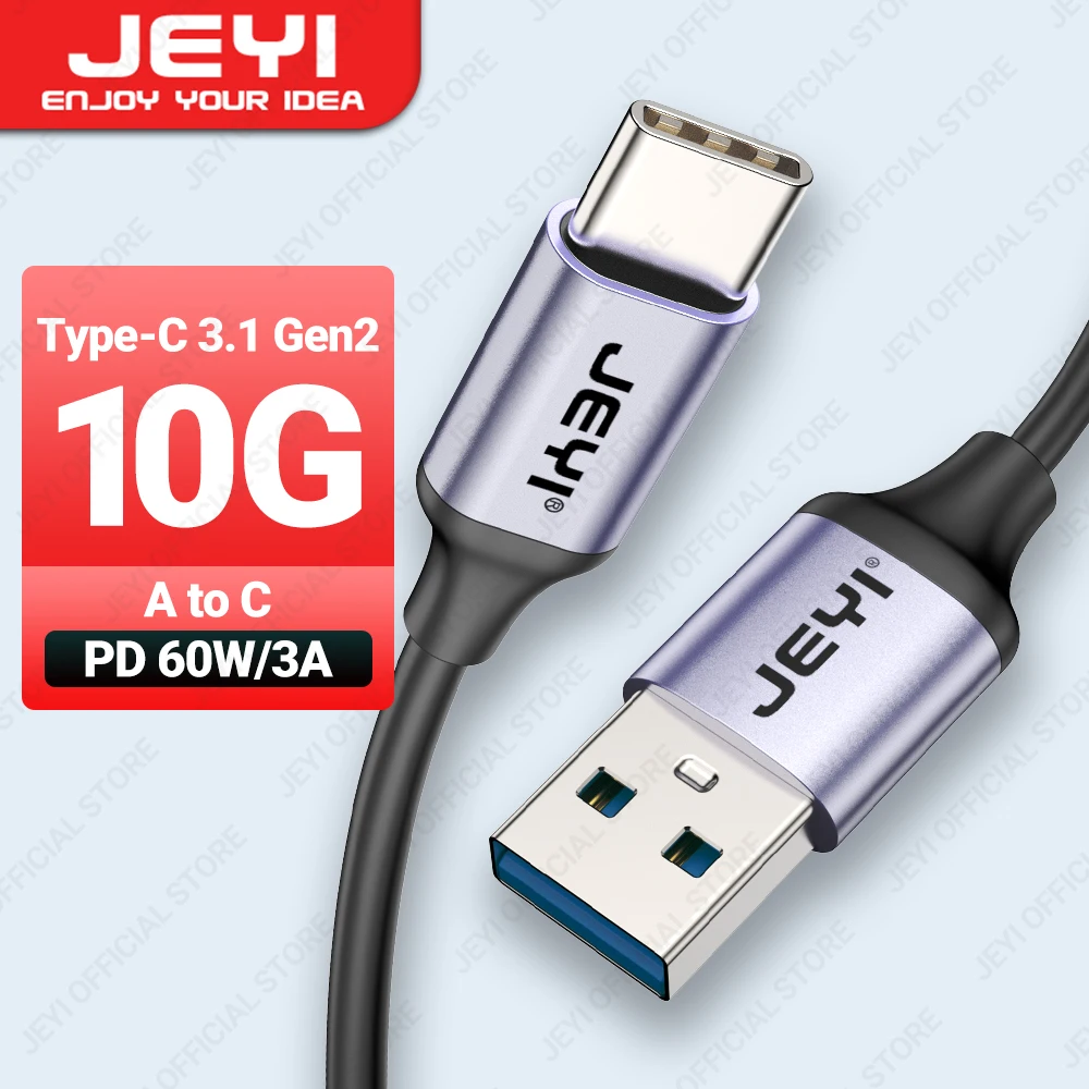 JEYI Cable USB A a tipo C 60W carga rápida Cable de datos de 10Gbps cargador USB para Samsung Xiaomi HTC Redmi Huawei USB-C de teléfono móvil