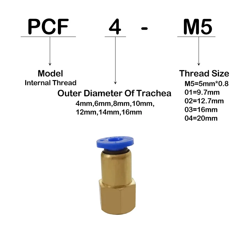 Alta calidad 100 Uds BSPT PCF6-02, conectores neumáticos de 6mm a 1/4 'accesorios rectos hembra de un solo toque - imagen 3