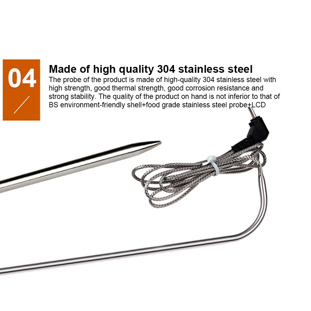 Termómetro para barbacoa, Detector de temperatura de cocina, probador de temperatura 5S con 300 ℃   Función de alarma y sincronización de alta temperatura - imagen 3