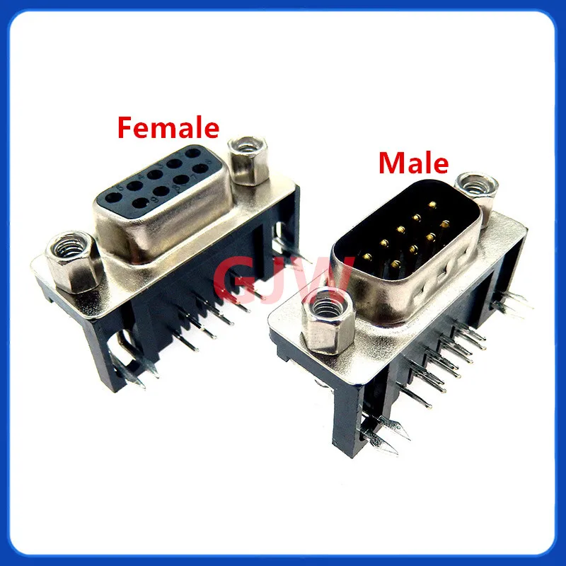 10 Uds DB9 hembra macho PCB montaje D-Sub 9 pin PCB conector RS232 aguja doblada de 90 grados DR9 nuevo caliente - imagen 2