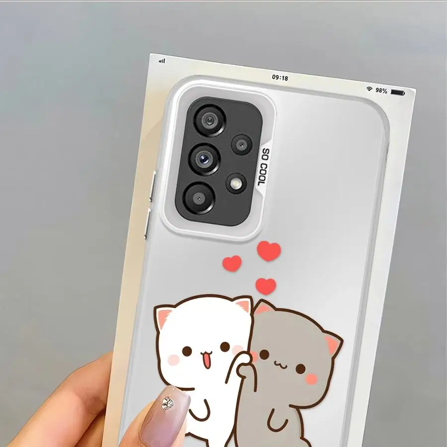 Funda trasera de teléfono con dibujos de pareja de gatos para Samsung Galaxy A13 A20s A11 A04e A03 A50 A06 A15 A14 A16 A02 A12 - imagen 2
