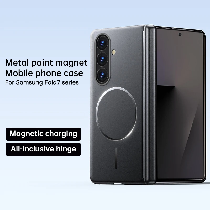 Funda protectora de lujo con bisagra plegable de eje central, funda protectora de lente de pintura metálica magnética para Samsung Galaxy Z Fold7 6 5 4