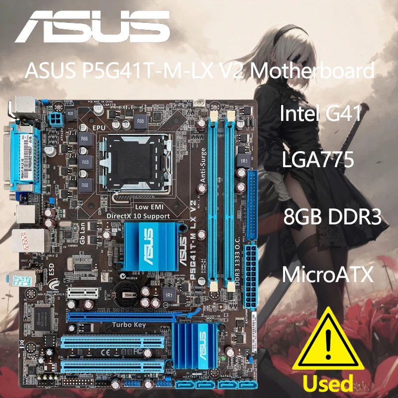 ASUS-placa base P5G41T-M-LX V2, Intel G41 LGA 775, Micro ATX, VGA, DDR3 1333, 8GB, SATA2 IDE, USB2.0