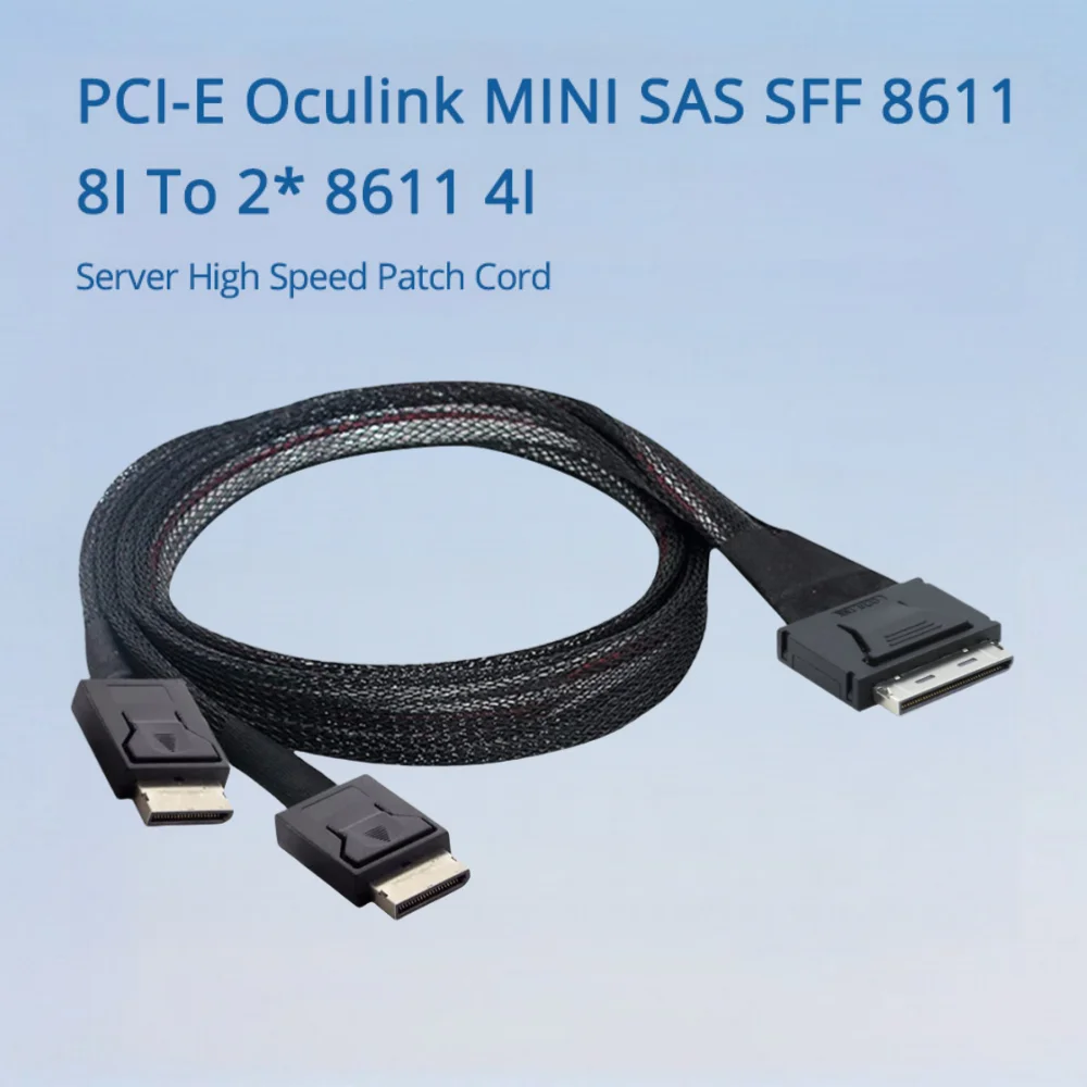 PCI-E Oculink MINI SAS SFF 8611 8I a 2*8611 4I servidor Cable de conexión de alta velocidad longitud opcional 0,5 M 1M