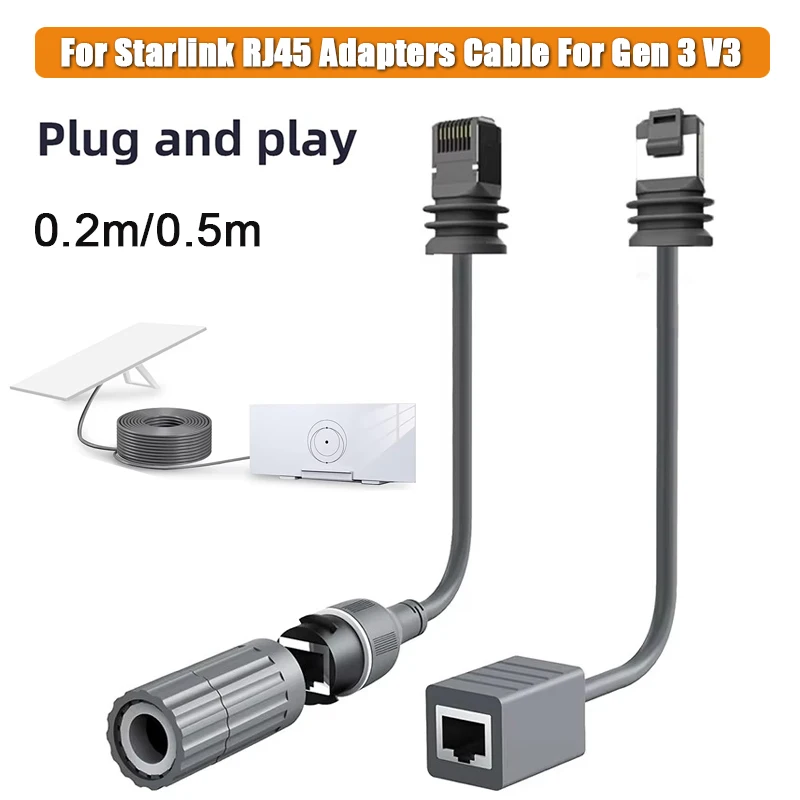 Para conector de Cable adaptador Starlink RJ45 para extensión de Cable satelital Rectangular Gen3 V3 adaptador Ethernet Starlink impermeable - imagen 2