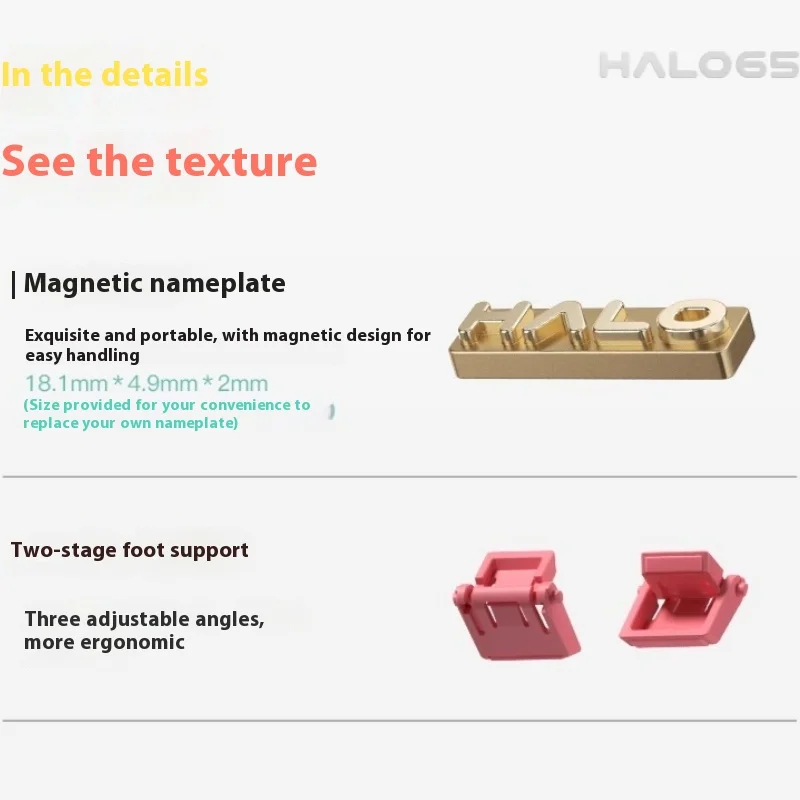 Teclado mecánico Nuphy Halo65 V2 inalámbrico Bluetooth personalizado 65% para juegos de PC soporte ergonómico a través de junta RGB/QMK intercambiable en caliente - imagen 3