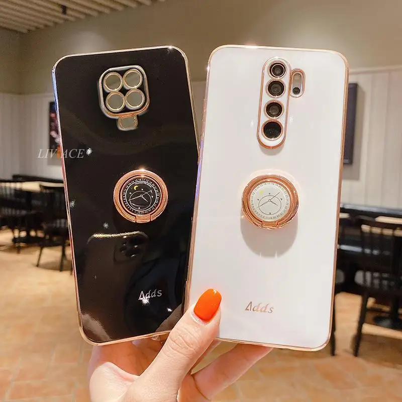 Funda de silicona con soporte de anillo para Xiaomi Redmi Note 7 Redmi 10 9 9a 9T K20 Note 10 Pro Note 8 9 Pro Max