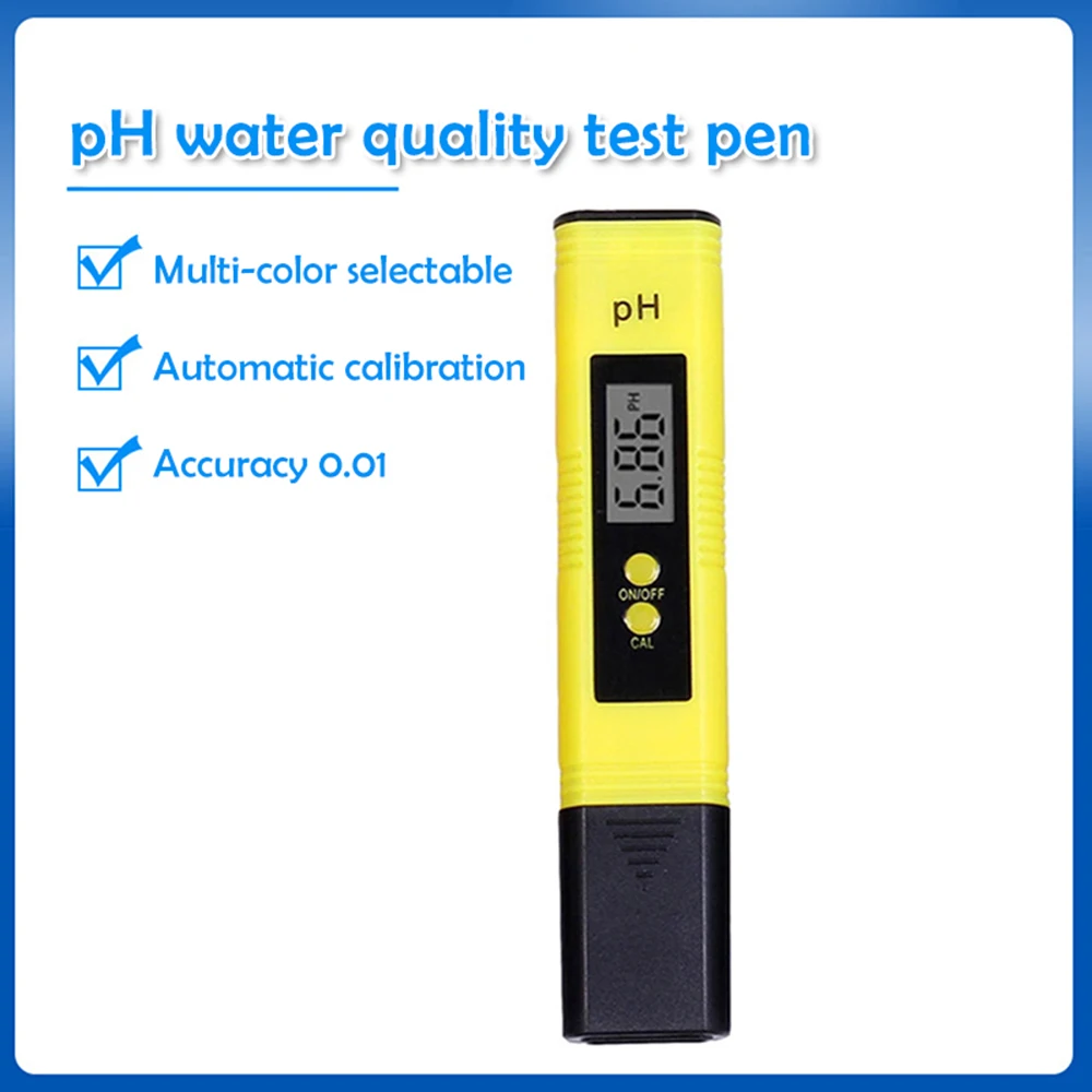 Pluma de prueba de pH de dos botones, medidor de pH para acuarios y hidroponía, compensación automática de temperatura ATC 0,00-14,00