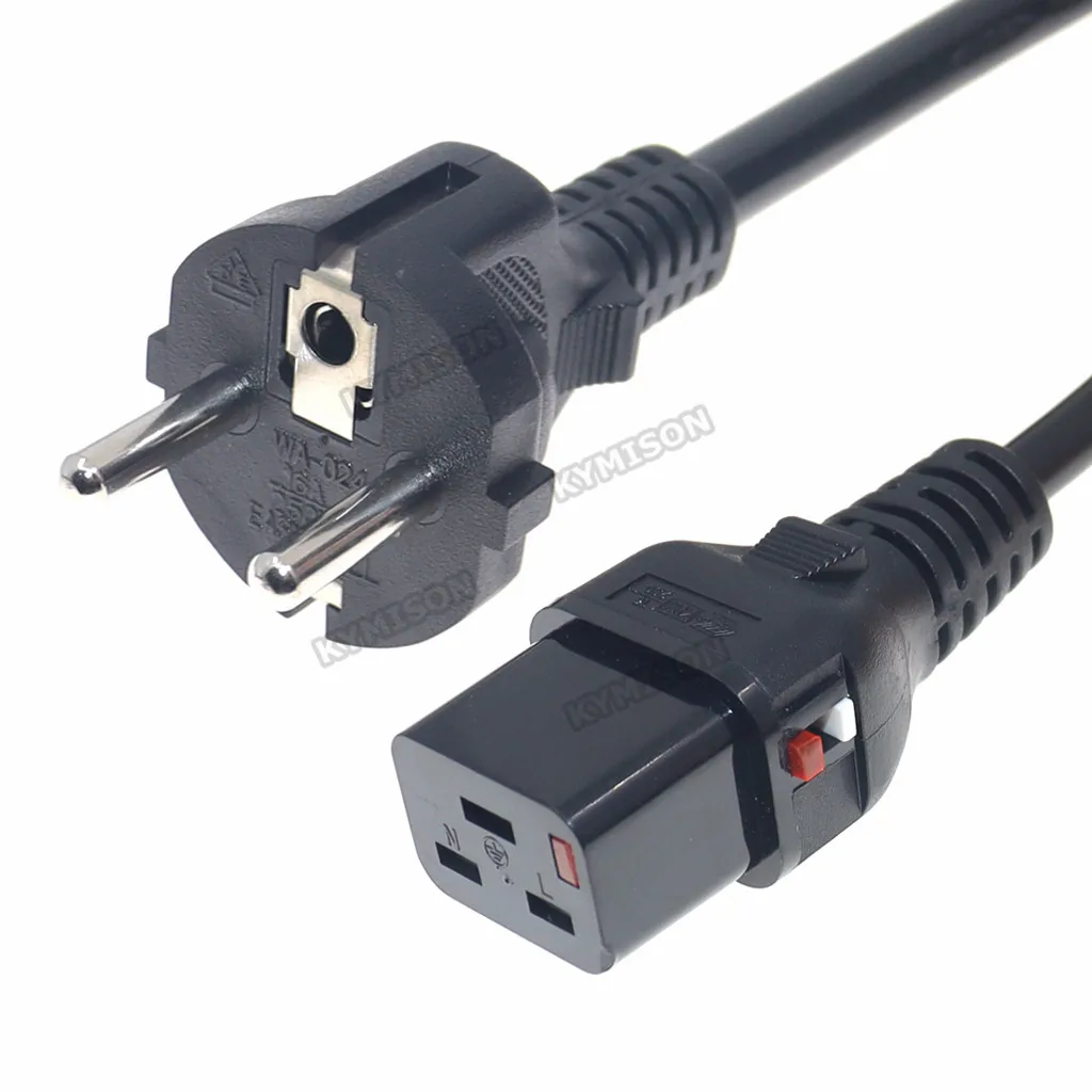 Servidor UPS PDU IEC320, enchufe Schuko europeo de la UE a bloqueo C19, extensión de conector de plomo de 16A, 250V, Cable de alimentación de CA, 3G, 1,5mm