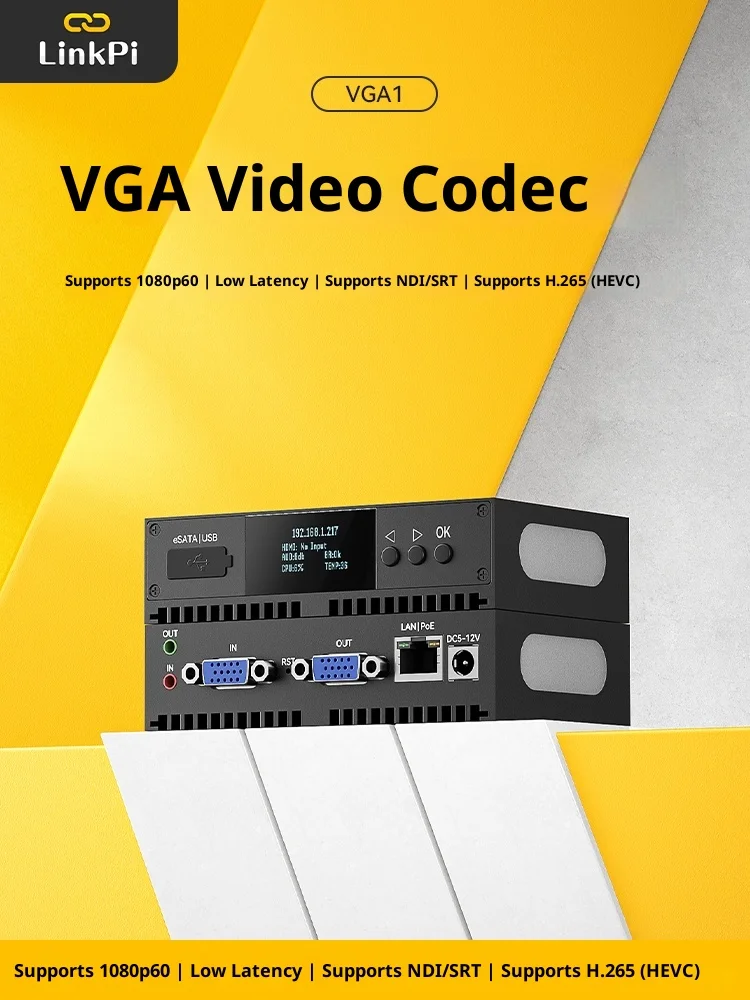 Codificador de captura VGA: Codificador de vídeo HD H.265 con soporte NDI para transmisión en vivo