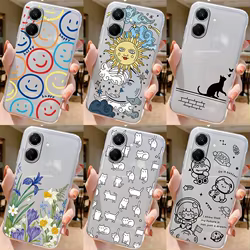 Para Poco C65 funda bonita y divertida Trippy sonrisa cara suave silicona transparente cubierta parachoques para Poco C65 PocoC65 6,74 "Fundas Shell