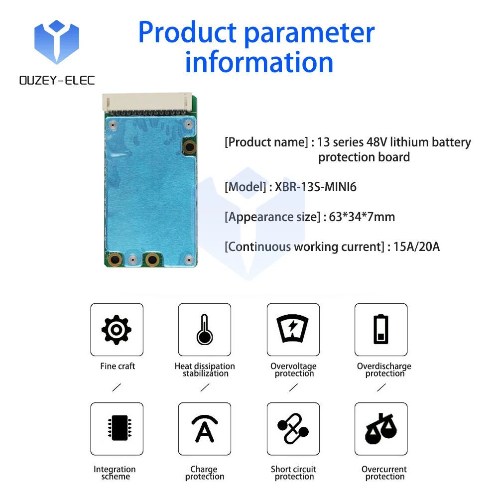 13S 15/20A Junta de Protección de Carga de la Batería de Litio Activa Ecualizador Módulo con Sistema de Gestión de Baterías de Control de Temperatura