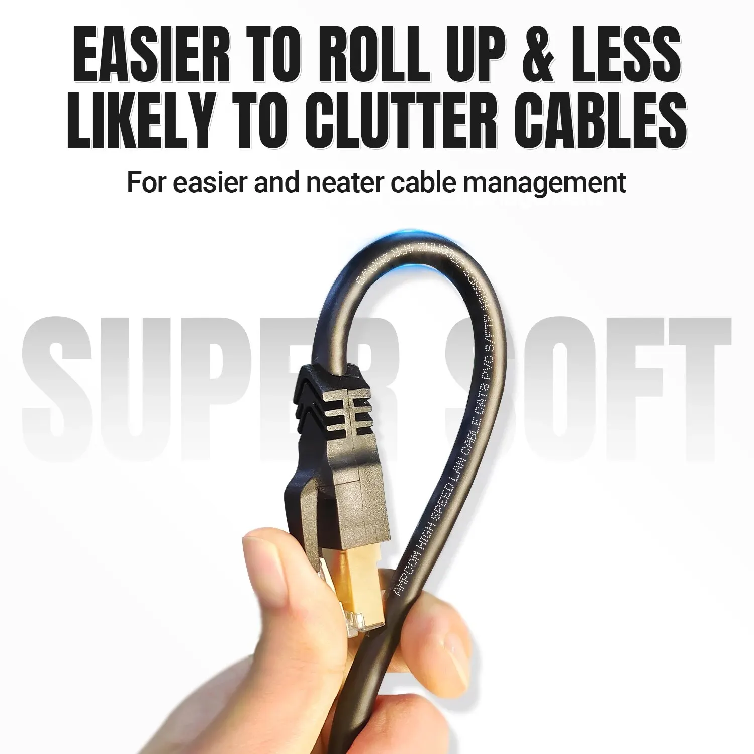 AMPCOM Cable de red ultraflexible, CAT 6A, Ultra suave, 10gbps, RJ45, Cat6a, Ethernet, LAN, RJ45, alta velocidad, enrutador, módem, PC - imagen 2