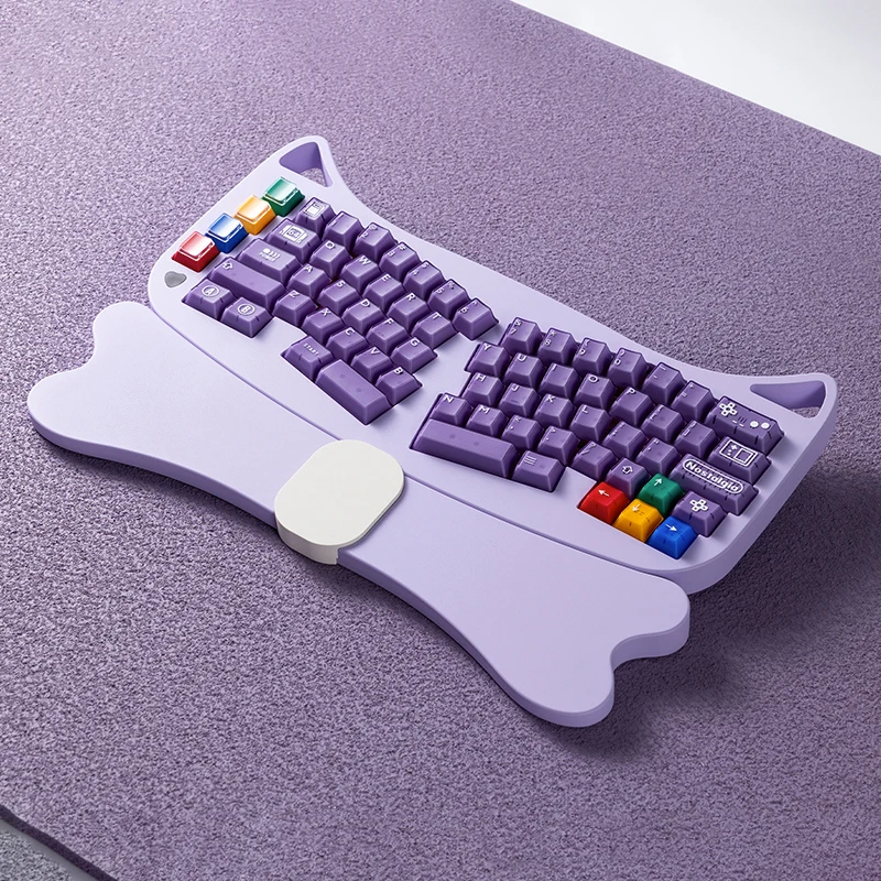 Teclado multimodo Alice, Kit de teclado ergonómico inalámbrico Bluetooth intercambiable en caliente, Kit de teclado mecánico personalizado ergonómico RGB - imagen 5