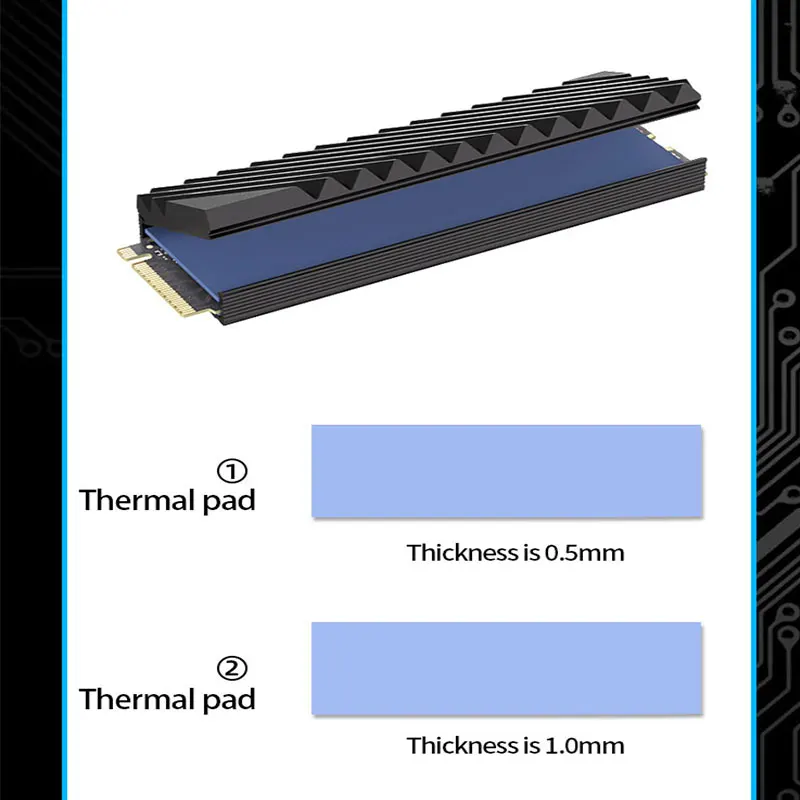 TUECER M.2 2280 NVMe SSD Disipador de calor de doble cara de aluminio con almohadilla térmica de silicona: alto rendimiento de enfriamiento para PC de escritorio - imagen 4