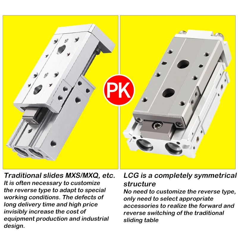 LCG6 8 12-10 20 30 40 50 75 100 mm de carrera Mesa deslizante de doble efecto Cilindro lineal neumático de aire - imagen 3