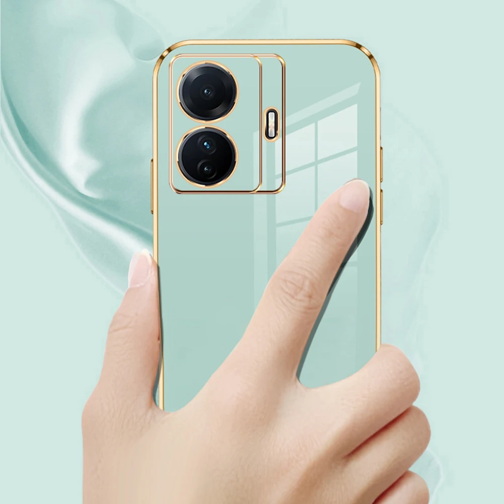 Para vivo iQOO Z6 Lite funda de lujo chapada cuadrada Vivo IQOO Z6 Pro funda de teléfono vivo T1 v2153 funda trasera de silicona a prueba de golpes T1 - imagen 5