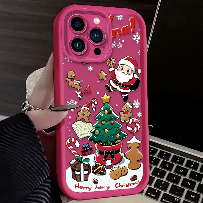 Funda de silicona con dibujos de Papá Noel para iPhone 17 Air 16 16E 15 14 13 12 11 Pro Max X XS X S Max XR SE 2020 SE4 7 8 - imagen 5