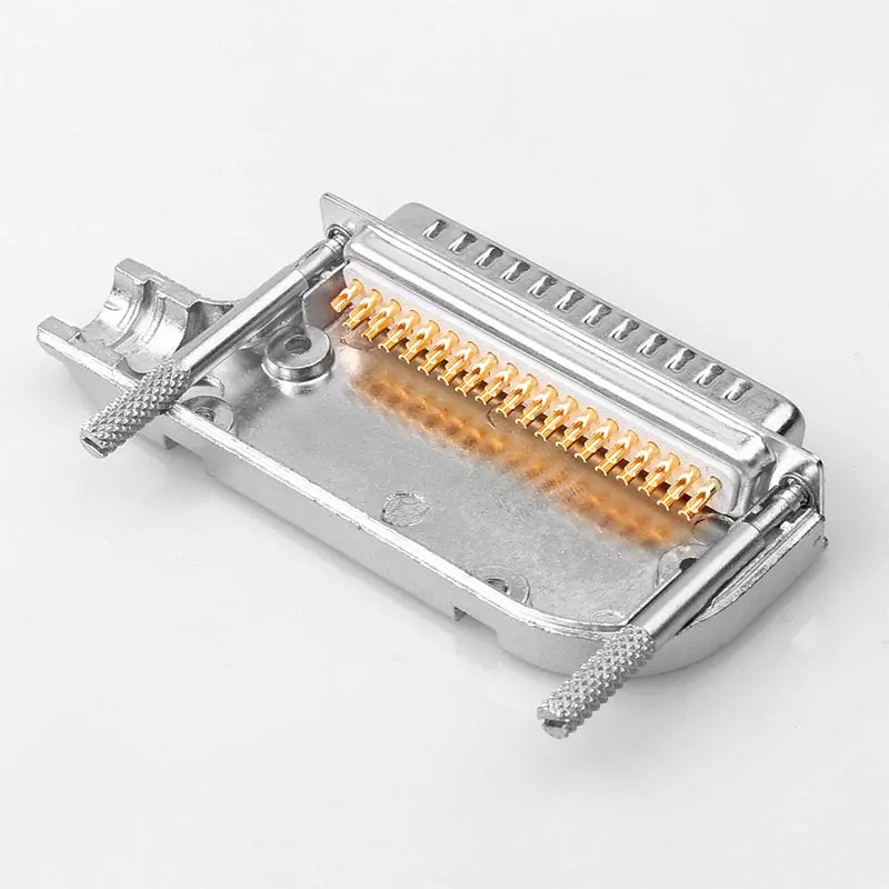 Conector de carcasa de codo DB37 de 90 grados, conector macho hembra DB de Metal de grado Industrial de 37 pines, enchufe de salida chapado en oro de 37 pines - imagen 3