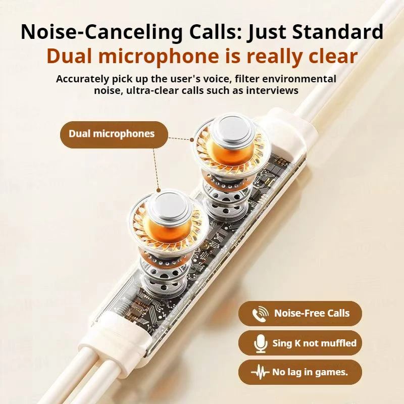 Auriculares con Control por cable tipo C y 3,5mm con Clip, auriculares con sonido envolvente 9D, auriculares deportivos para jugadores, auriculares ENC con micrófono HD para Samsung - imagen 5