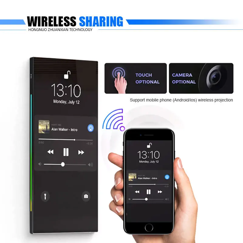 Espejo inteligente mágico del ejercicio del gimnasio de la aptitud de la pantalla táctil interactiva del piso del ejercicio Lcd elegante del deporte de encargo