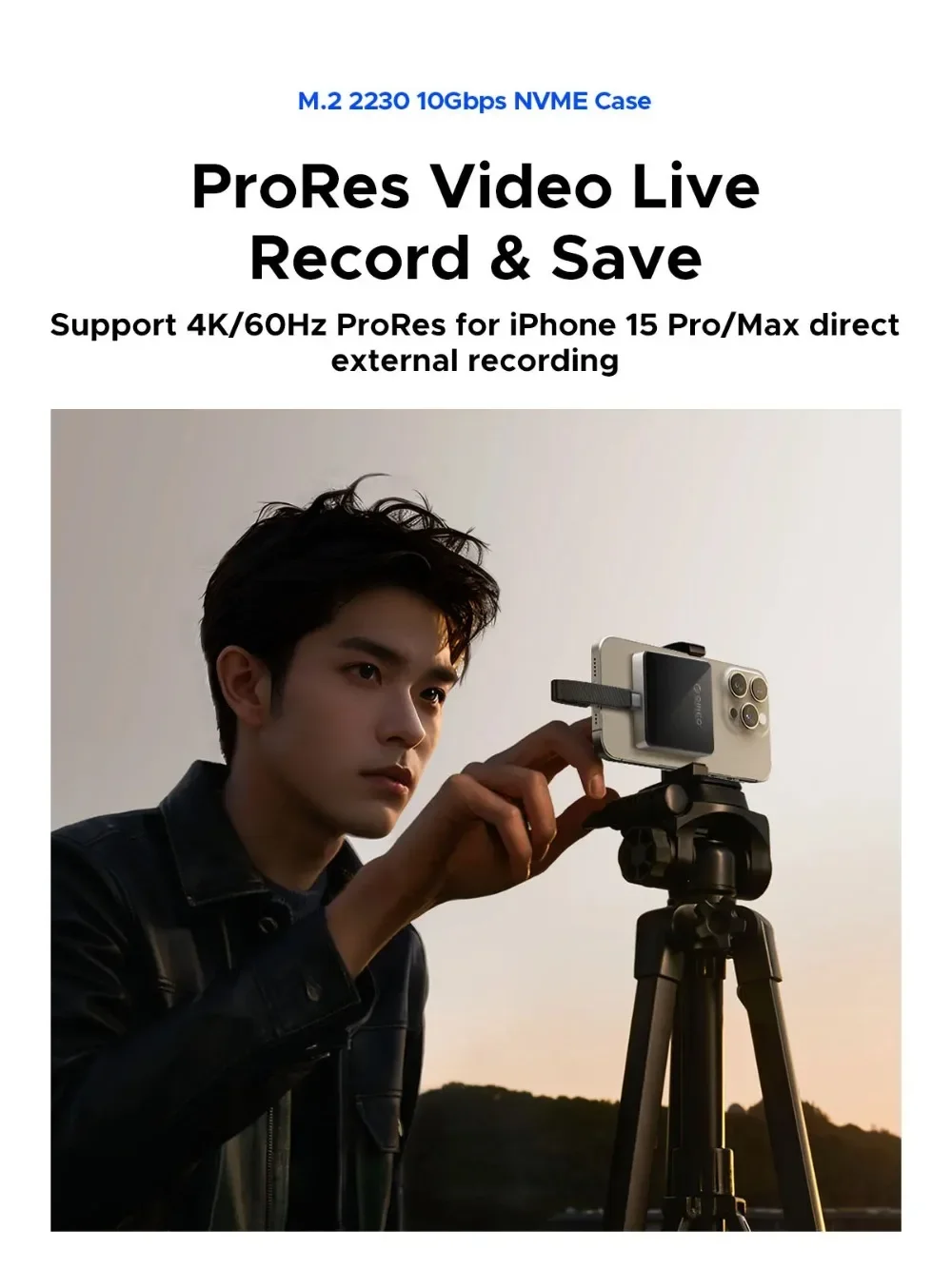 ORICO-carcasa magnética M.2 2230 NVMe SSD, carcasa Magsafe SSD, USB C 3,2 Gen2 a NVMe PCI-E para iPhone 15 Pro Max ProRes MacBook - imagen 4