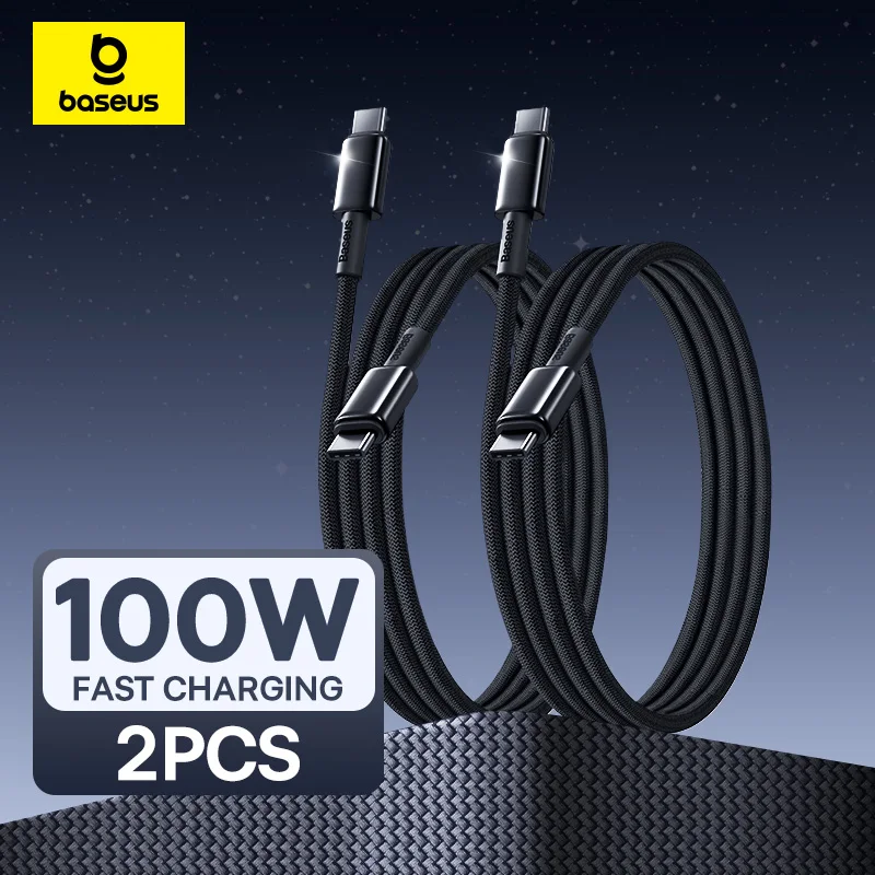 Baseus 2 paquetes 100W USB C a USB tipo C Cable para iPhone 16 15 Cable de carga rápida 4,0 para Xiaomi cargador rápido para MacBook iPad Pro