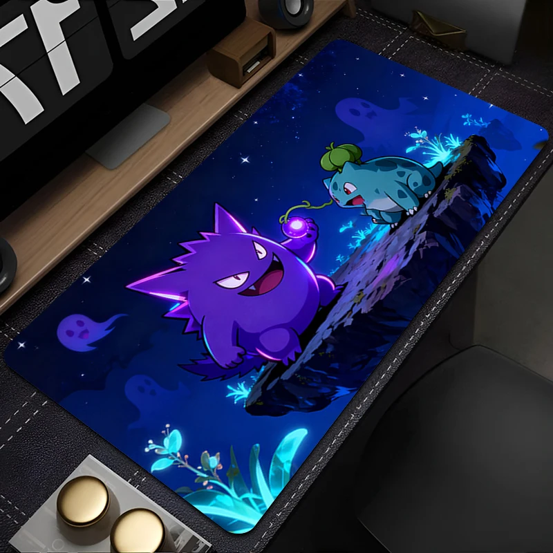 Alfombrilla de ratón de Anime para Gamer, alfombrilla de ratón para juegos P-Pokemons P-Pikachus y G-gengar, alfombrilla de escritorio, alfombrilla para teclado de gabinete de ordenador y oficina - imagen 4