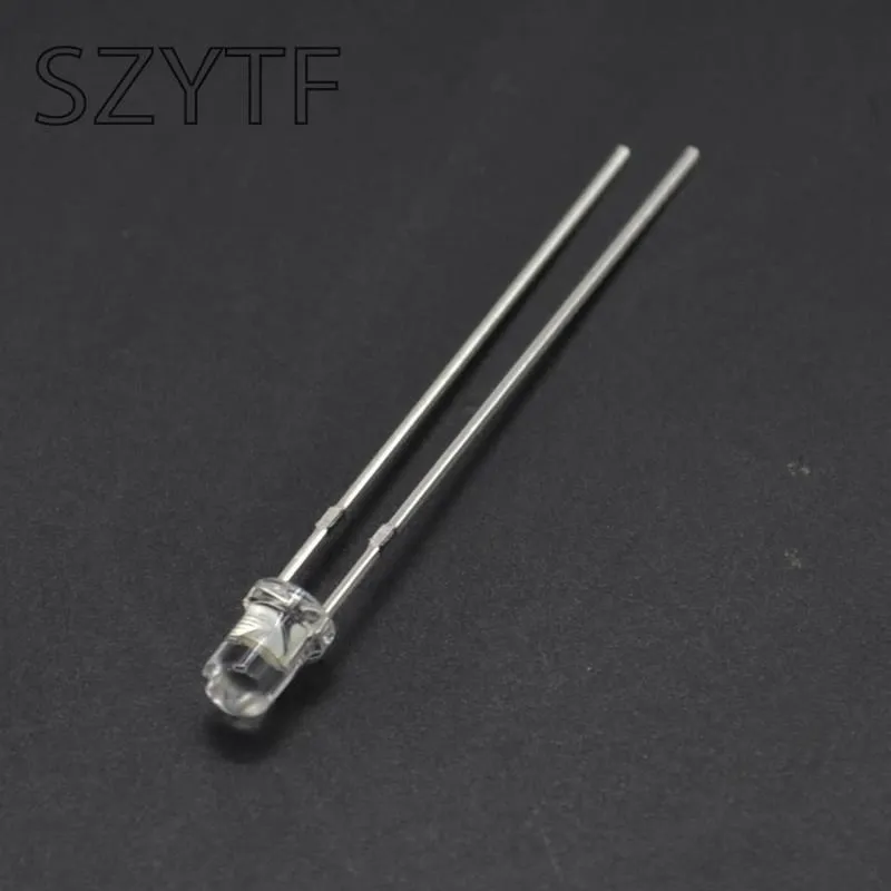 Kit de diodos LED de 3mm, 100 unidades/lote, 3mm, emisor de luz, Blanco cálido, verde, rojo, azul, amarillo, naranja, morado, UV, rosa, LED DIY - imagen 2