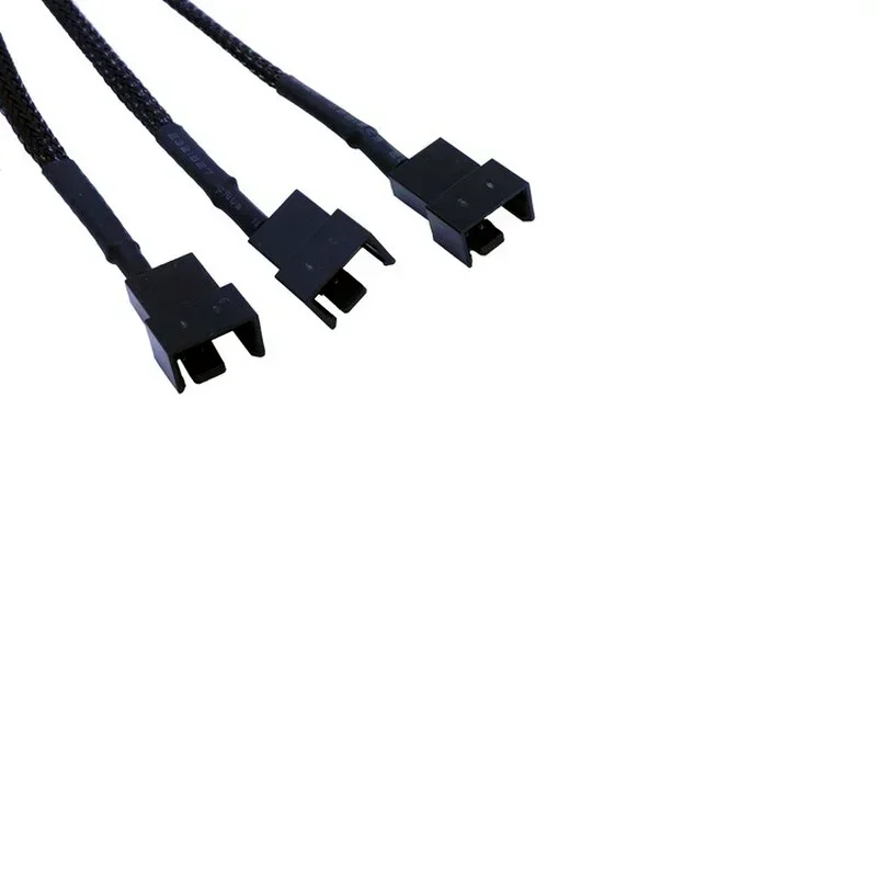 Cable de ventilador PWM de 4 pines de alta calidad, 1 a 3 vías, conector de Cable de extensión de 26,5 cm de longitud, funda negra, 1 Uds. Divisor - imagen 4