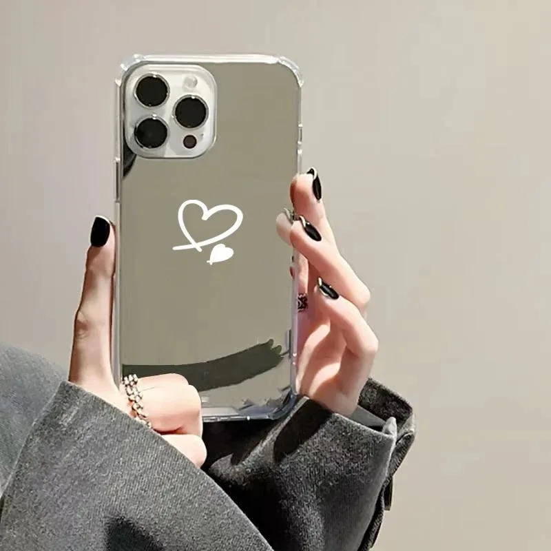 Funda de teléfono suave con espejo de corazón de amor para Samsung Galaxy S25 S24 S23 S22 S21 Ultra Plus FE A06 A14 A23 A36 A52 A55 A56 - imagen 3