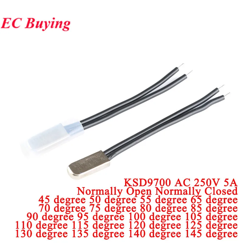 1 unidad-20 piezas KSD9700 250V 5A 85C 95C 45-145 grados interruptor de temperatura de disco bimetálico Normal abierto cerrado termostato Protector térmico