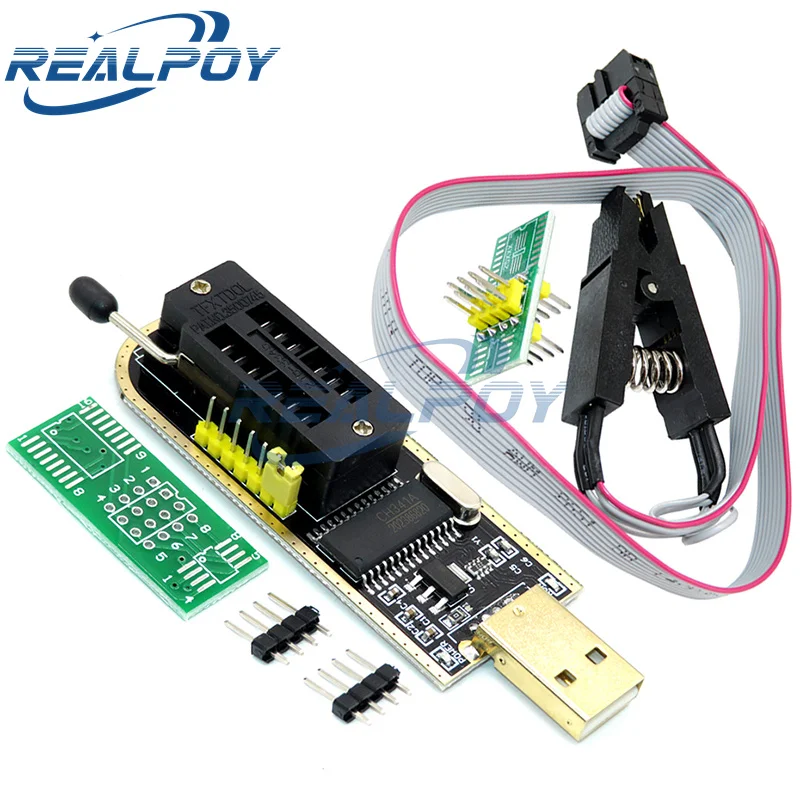 Módulo programador USB CH341A 24 25 Series EEPROM Flash BIOS + Clip de prueba SOIC8 SOP8 para EEPROM 93CXX / 25CXX / 24CXX KIT de bricolaje