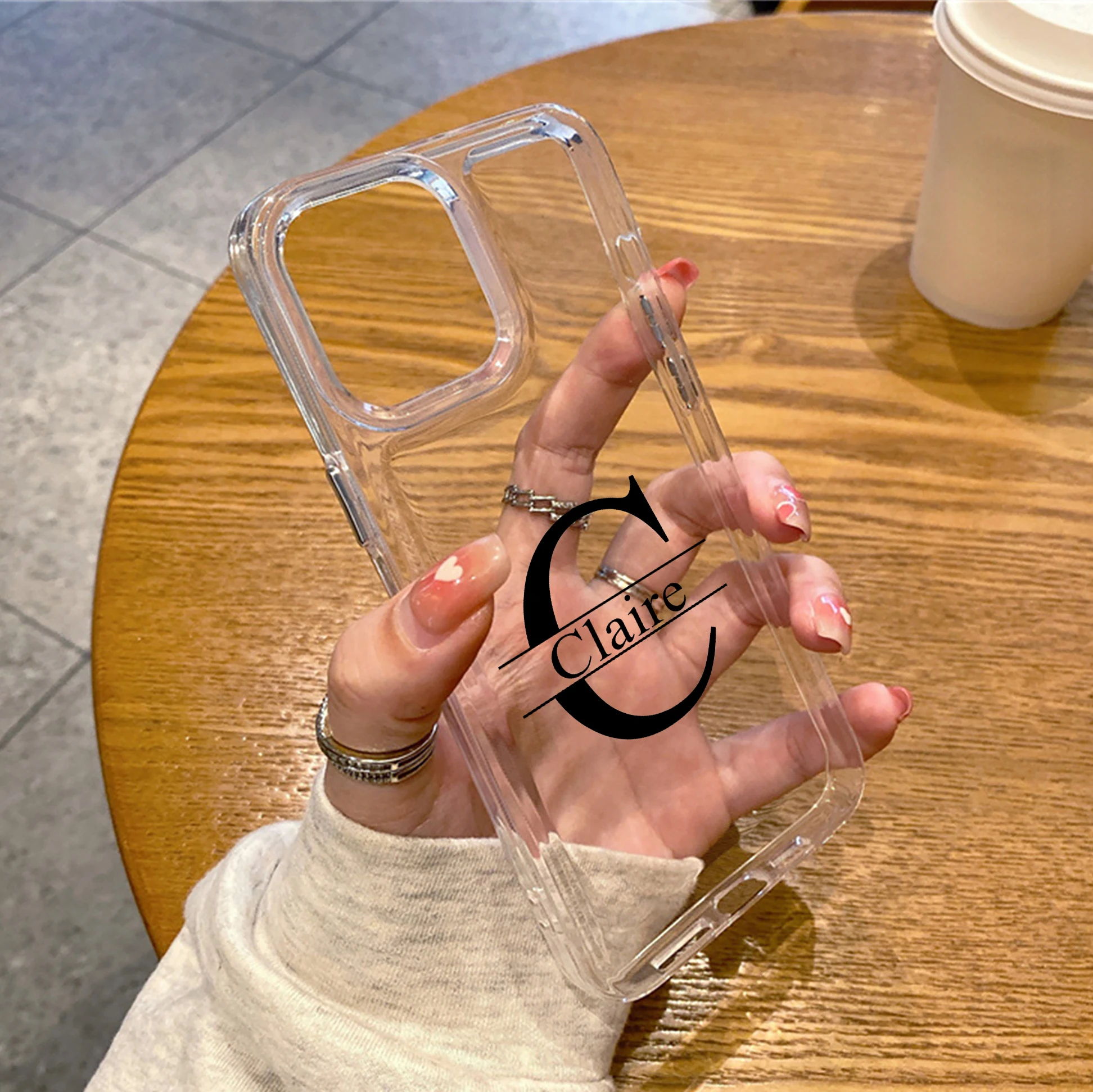 Funda de teléfono personalizada con nombre y letras grandes para Iphone17 16 15 14 13 12 11Pro Max Plus, fundas de TPU suaves y transparentes de lujo a prueba de golpes - imagen 2