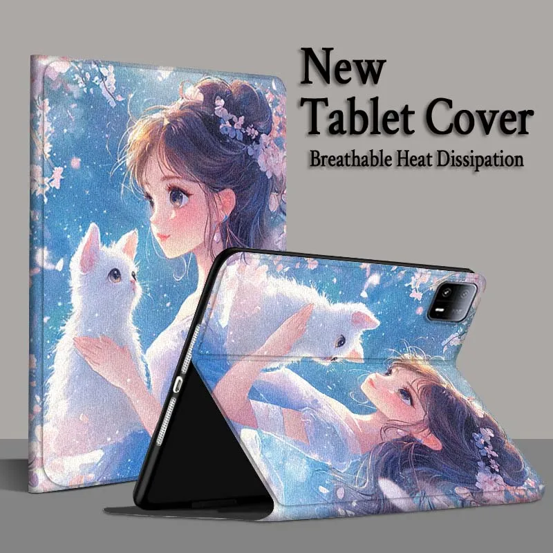 Funda para tableta Cute Cat Art Girl para Xiaomi Redmi Mi Pad 4 5 6 6s 7 7s SE Pro 2 11 Plus Max 12,4 11,2 12,5 8,7 pulgadas - imagen 5