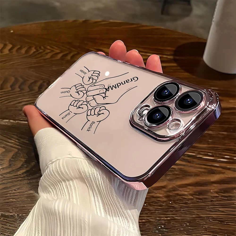 Funda de teléfono personalizada con nombre, TPU transparente suave con protector de lente como regalo familiar feliz para Iphone 11 a 16 Pro Max Plus - imagen 2