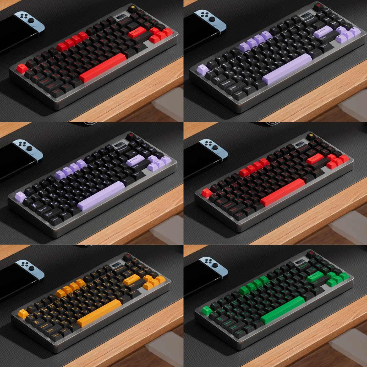Teclas negras minimalistas con perfil de cereza, teclas PBT subteinte de 1,7mm de espesor, teclas personalizadas japonesas coreanas para teclado mecánico