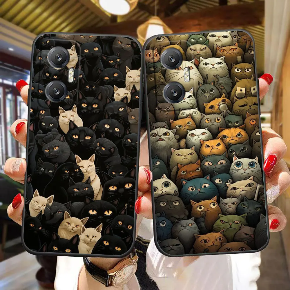 Funda de teléfono con foto personalizada de arte lineal de gato divertido para Infinix HOT 10 10I 10S 11 11S 12 12I 20I 20S 30I 20 ZERO X 20 30 40 TPU