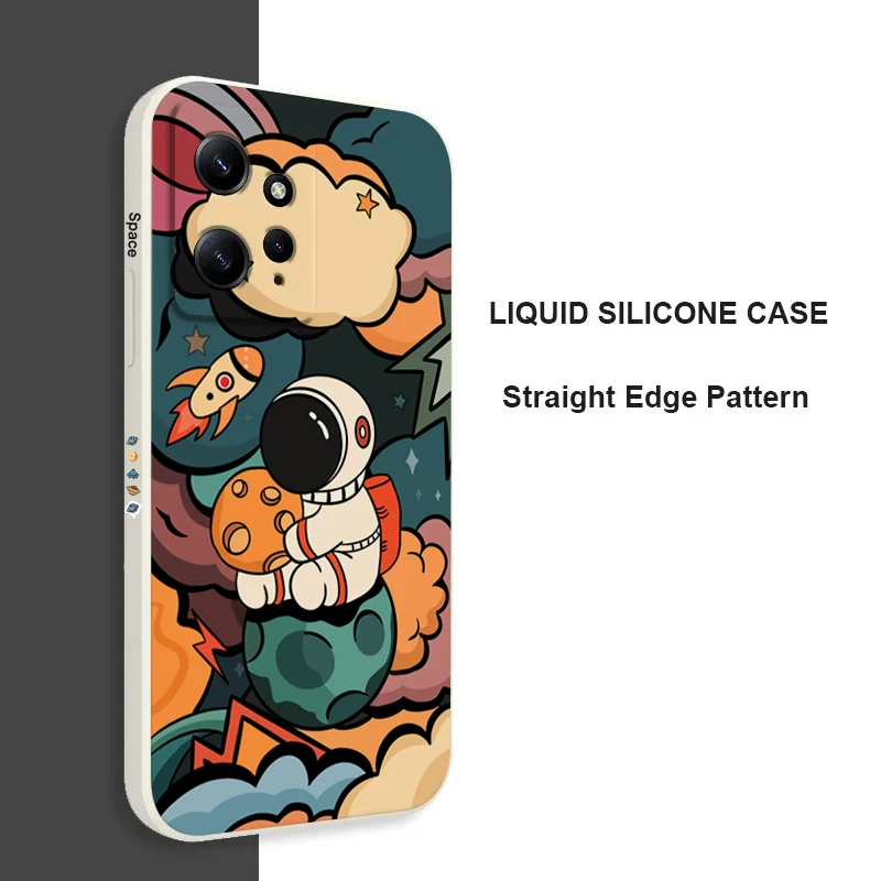 Funda para Xiaomi Mi 13 12 Lite 12T 12X Poco X5 F5 X4 Pro funda de astronauta espacial de dibujos animados para Redmi Note 12 11 Pro Plus 11S 10S - imagen 3