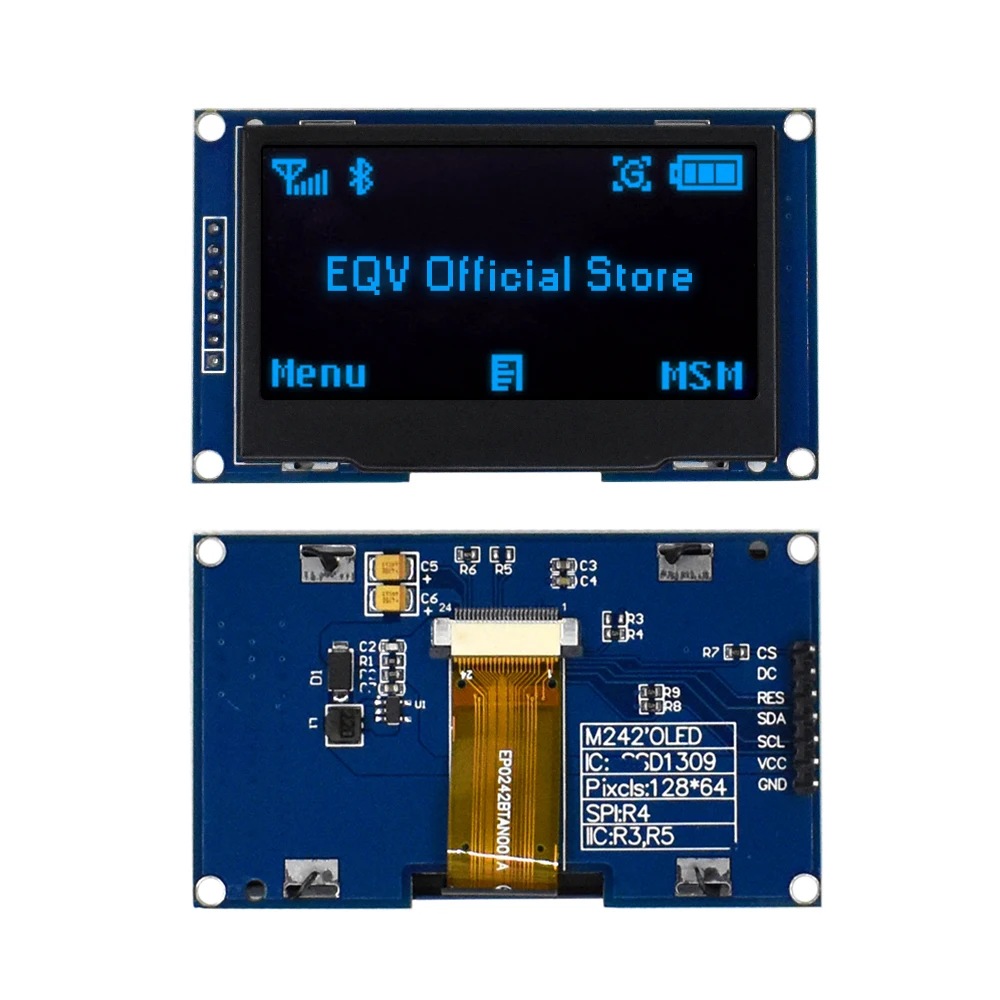 Blanco azul 2,42 "2,42 pulgadas pantalla LCD 12864 módulo de pantalla OLED IIC I2C SPI serie para C51 STM32 SSD1309 - imagen 3