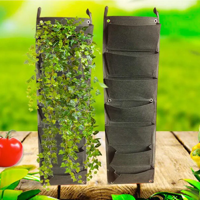 Bolsas para plantar para colgar en la pared, 4/7/9 bolsillos, bolsa de cultivo verde, macetero Vertical para jardín, bolsa para jardín, suministros para el hogar k5 - imagen 2