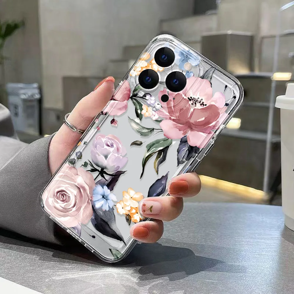 Funda de teléfono transparente para iPhone 17 Pro Max 16 13 11 15 14 Plus 12 17 Air 16E 17Promax Funda de silicona a prueba de golpes con flores - imagen 2