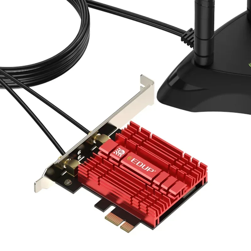 Adaptador de red Wifi inalámbrico PCIe de doble banda Wi-Fi 6E 2,4G 5G 6Ghz 2400M tarjeta WiFi para Bluetooth 5,2 PCI Express Wlan - imagen 5