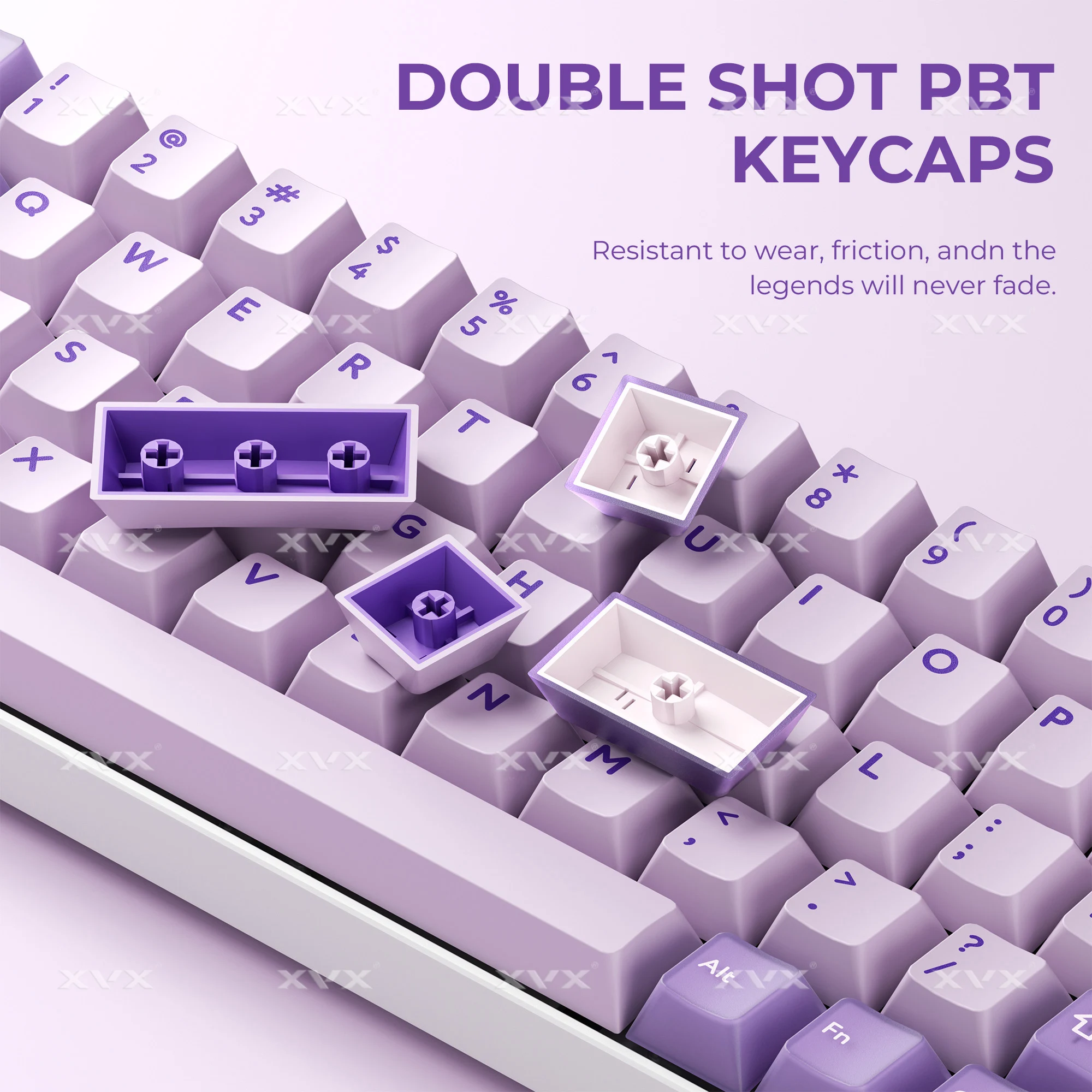 216 teclas, teclas translúcidas moradas, PBT, PC, doble disparo, perfil de cereza, juego de teclas de tamaño completo para teclado mecánico con diseño Alice - imagen 2