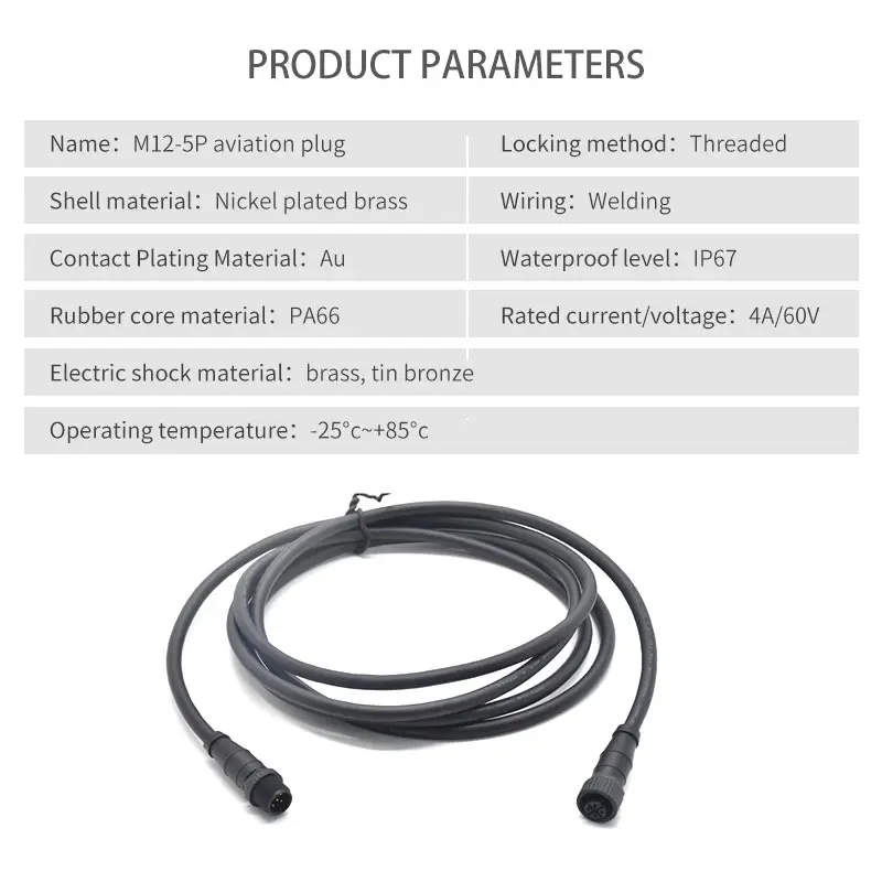 Cable conector impermeable marino M12 de 5 pines, resistente al agua IP67 60V 4A, enchufe de aviación macho hembra, conectores NMEA2000 con Cable - imagen 2