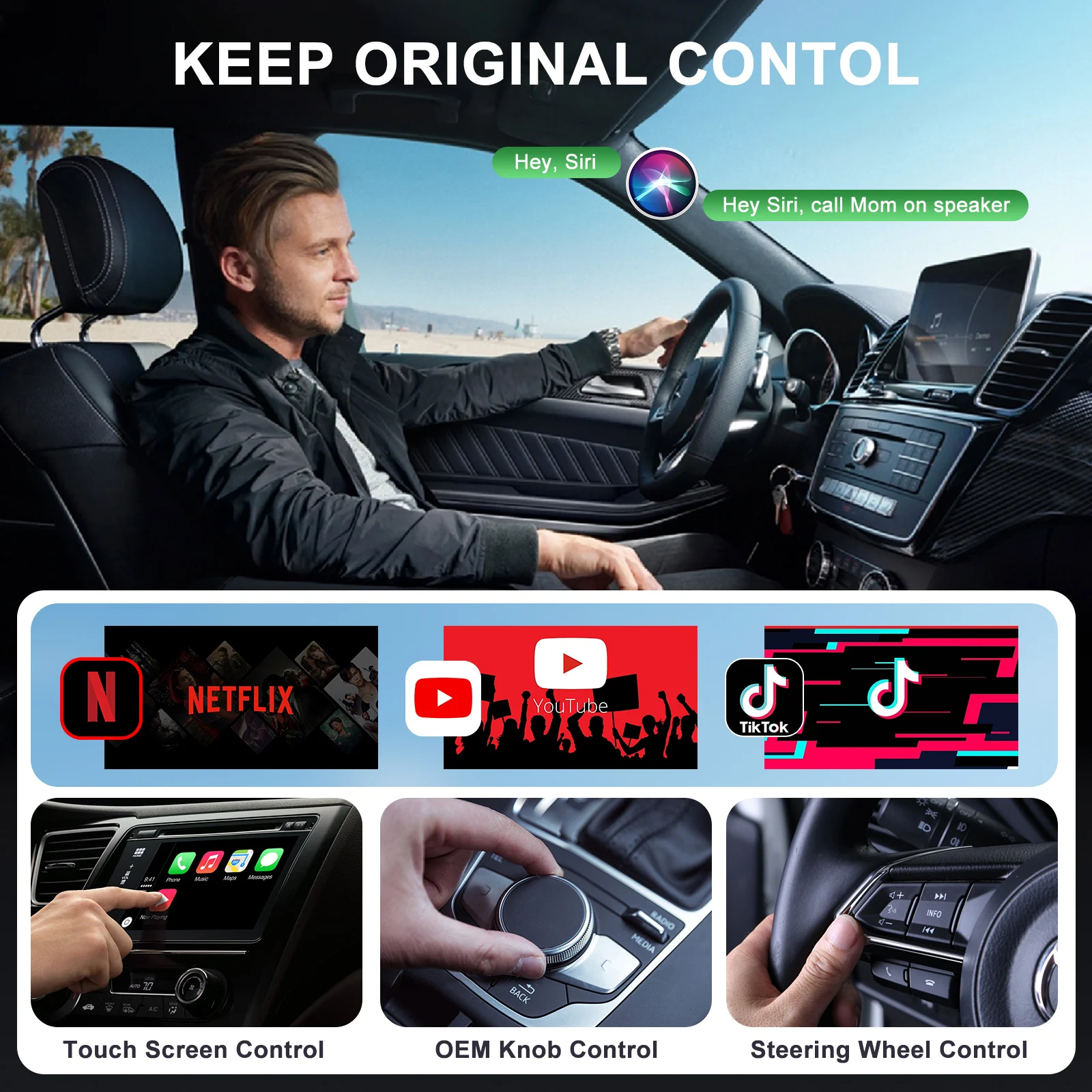Adaptador inalámbrico Carplay con Youtube/Netflix/Tiktok, Dongle USB Carplay inalámbrico para Carplay con cable de fábrica a Wireless - imagen 5