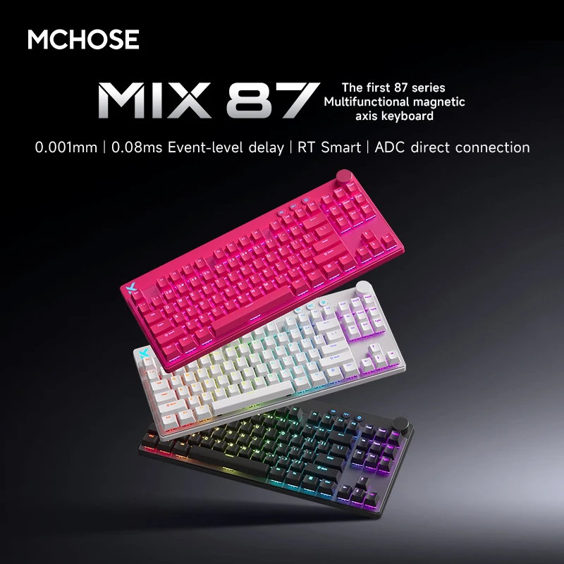 MCHOSE MIX 87 teclado con interruptor magnético teclado para juegos por cable RGB 8K + 256K E-sport 0,08 ms PC de baja latencia 0,001 mmRT teclado personalizado - imagen 3